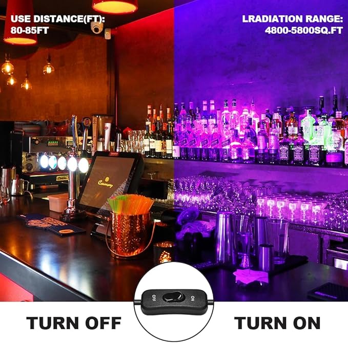 2 Pack 400W LED Black Lights, Outdoor 395nm Black Flood Light with Plug and Switch, IP66 Waterproof Blacklight Spotlight UV Neon Glow Floodlight for Glow Party, Halloween, Body Paint