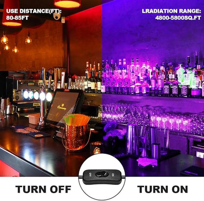 2 Pack 400W LED Black Lights, Outdoor 395nm Black Flood Light with Plug and Switch, IP66 Waterproof Blacklight Spotlight UV Neon Glow Floodlight for Glow Party, Halloween, Body Paint