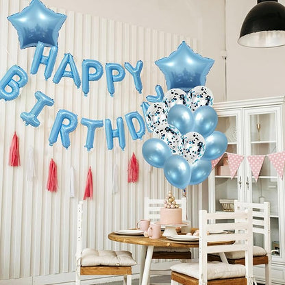 Light Blue Ballooons Happy Birthday Balloons Banner 16 Inch Aluminum film Letters Balloons for Party Decoration Scene Arrangement Balloon Birthday Event Celebration Decorations