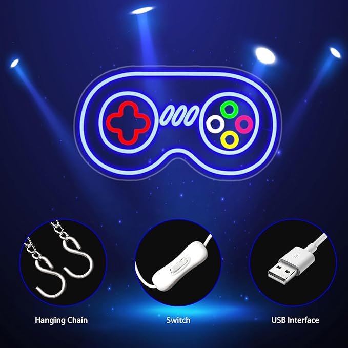 Game Neon Sign, Neon Signs for Wall Decor Neon LED Signs Gaming Room Neon Light Up Signs Home Decor for Bedroom Club Party Bar Shop USB Operated