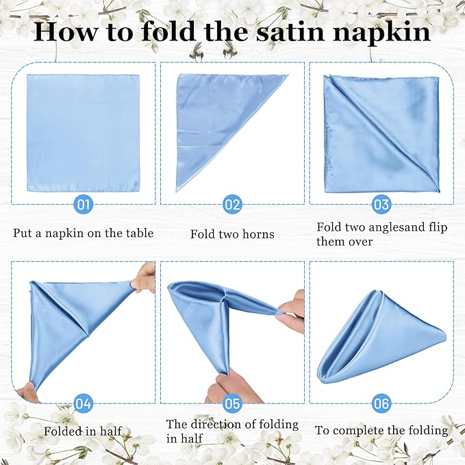 Bailarina 120 Pack Blue Mist Satin Napkins,17x17 Inches Wedding Napkins Square Soft Silky Table Napkins Bulk Decorative Elegant Cloth Napkin for Party Decoration, Banquet,Wedding,Graduation