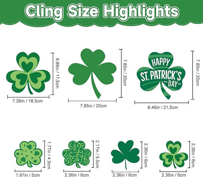 St Patricks Day Window Clings Decorations, Saint Patrick's Day Shamrock Decor, Sticker Decal for Holiday Home Party, 8 Sheets 126 PCS