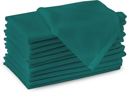 Encasa XO Emerald Cloth Napkins Set of 12, 17"x17" | Solid Color Cotton Dinner Napkins | Washable & Reusable Napkins for Dining Table Fall Decoration, Holiday & Christmas Festivals