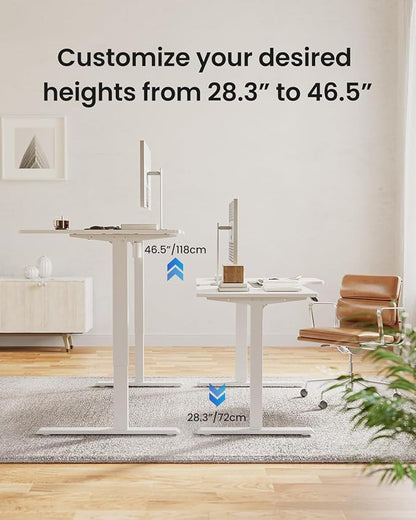 FEZIBO L Shaped Electric Corner Standing Desk, 55×32 inch Home Office & Computer Height Adjustable Table with 4 Memory Height Settings, Ergonomic Sit and Stand Desk with Splice Board, White Top