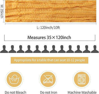12 Pack Gold Cheesecloth Table Runner Fall Thanksgiving 35x120 Inch Mustard Yellow Cheese Cloth Runner 10FT Boho Rustic Gauze Table Runner for Wedding Party Baby Shower Birthday Decor
