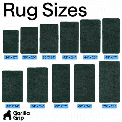 GORILLA GRIP Bath Rug Mat 30x20, Thick Soft Absorbent Chenille, Quick Dry Microfiber Mats, Rubber Backing Washable Shower Floor Rugs, US Designed Bathroom Bathmat Home Decor Accessories, Hunter Green