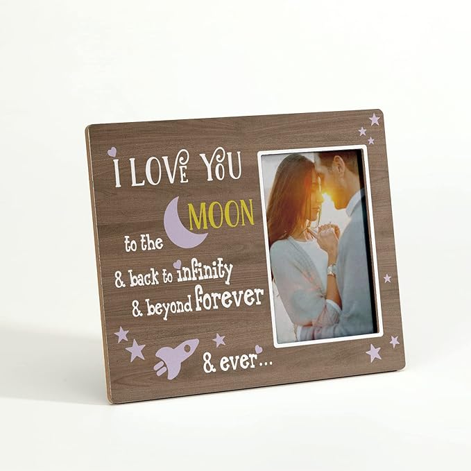 KU-DaYi Inspirational Couples in Love Gifts For Valentine's Day Engagement Wedding,Couples Wall & Tabletop Photo Frame 4″×6″,I Love You To The Moon & Back To Infinity & Beyond Forever & Ever - F113