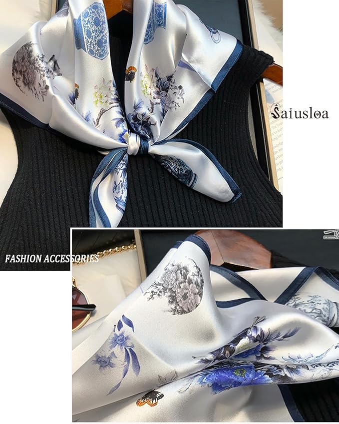 Neck Scarf For Womens Silky Head Scarves Hair Bandanas Square Scarf Fashion Accessories lightweight