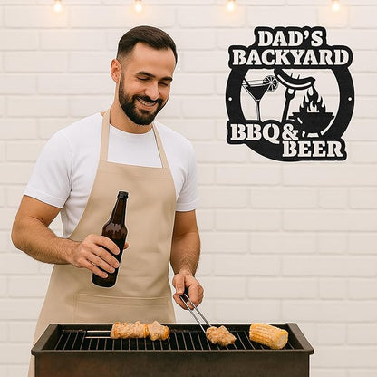 Personalized Barbecue Metal Sign, Custom Name Grill Cut Sign for Outdoor Kitchen and Patio, Rustic Backyard BBQ Wall Decor