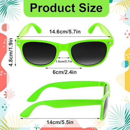 NEBURORA 12 Pack Green Neon Sunglasses Bulk Retro Colorful Party Glasses for Adult Men Women Birthday Wedding Summer Beach Pool Party Supplies