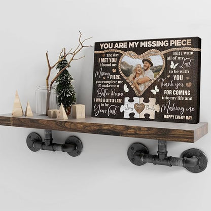 Dem Canvas Personalized Canvas Prints, Custom Photo And Name, You Are My Missing Piece, Wedding Gifts For Couple Anniversary Wedding Engagement Gift For Couples Canvas (30x20)