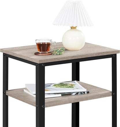 Yaheetech 30 in Tall End Table, 3-Tier with Strong Wooden Shelves, Small Side Table with Metal Frame for Living Room Office, Small Places, Gray