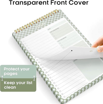Taja To Do List Notepad - To Do List Notebook for Work with 52 Sheets, 9.8" x 6.5", Undated Daily Planner Perfect for Daily Tasks and Goal Setting, Notepad Suitable for Office, Home & School - Mint Checkered