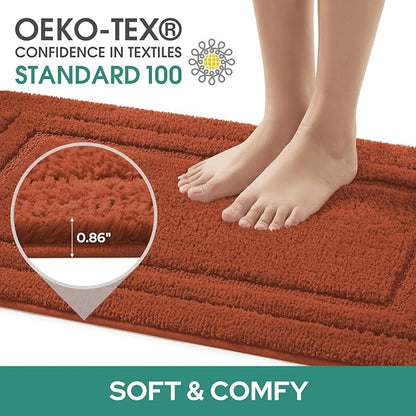 HOMEIDEAS Bathroom Rugs Sets 3 Piece, Super Soft and Absorbent Non Slip Microfiber Toilet Bath Mat with U-Shaped (Burnt Orange)