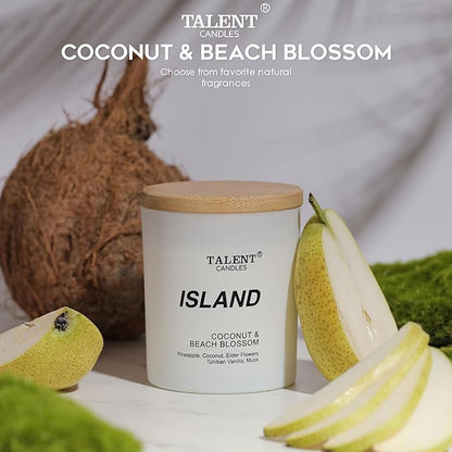 Candles for Home Scented, Natural Soy Wax, Scented Candle Stress Relief and Relaxation, Coconut & Beach Blossom, Medium Jar, Ideal for Home and Bedroom Decor