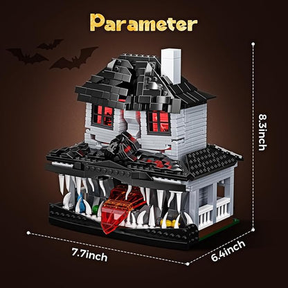 Monster House Building Block Set, Horror Haunted House Film Creative Toys Set with Light Compatible with Lego, Gift Decoration for Fans 12+ Boys Girls Adult in Halloween Birthday(750 PCS)