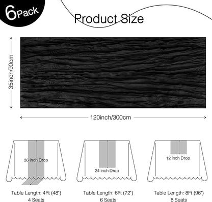 12 Pack Cheesecloth Table Runner 120 Inch Boho Rustic Gauze 10 FT Black Cheese Cloths Table Runners Decorations for Halloween Birthday Party Baby Shower Wedding Holiday Home Decor