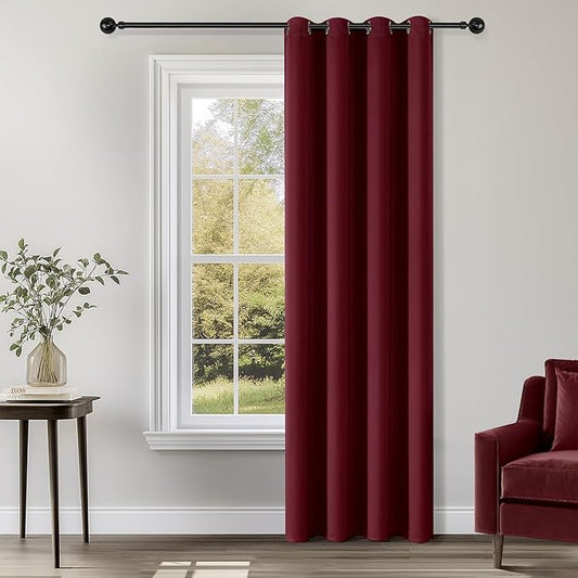 ChrisDowa Blackout Curtains 120 Inches Long for Living Room, Grommet Thermal Insulated Room Darkening Curtains for Bedroom (1 Panel Set, Burgundy Red, 52W x 120L)