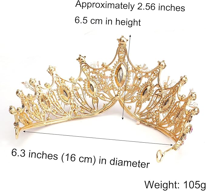 COCIDE Gold Tiara and Crown for Women Pink Gem Rhinestone Baroque Queen Headband for Girl Crystal Mermaid Princess Hair Accessories for Bride Birthday Party Bridesmaids Halloween Costume Cosplay