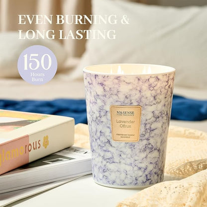 M&SENSE Extra Large Candle 35oz 150H LavenderCitrus Scented, 3 Wick Highly Scented Jar Candle, XL Large Christmas Gift Candle for Women, Long Lasting Burning for Holiday, Thanksgiving, Christmas