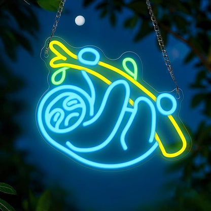 Sloth Neon Sign, Sloth Lamp Wall Decor, Dimmable Birthday Party Decorations for Home, Patio, Garden, Bars, Restaurants, Hotels, Stores, Clubs, Ideal Gift for Friends, Family and Kids
