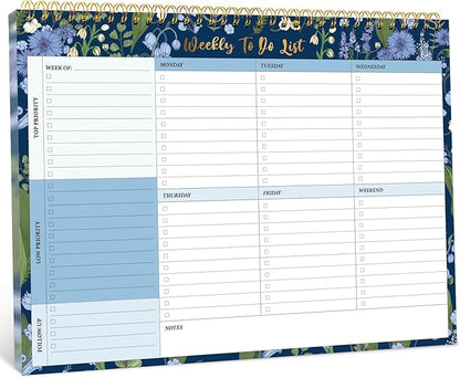 Taja Weekly To Do List Notepad with 52 Undated Sheets（8.5"×11"）- Weekly Desk Planner for Women & Man, Work and Home - 1 Pack Ocean Bloom