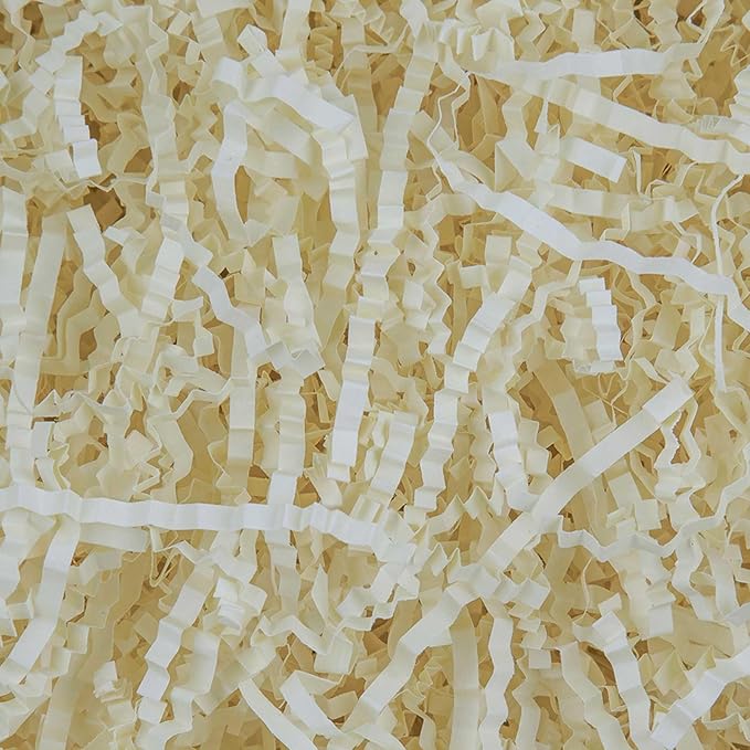 Caleihd 1/2 LB Crinkle Cut Paper Shredded Filler Paper for Gift Baskets Gift Box Confetti Paper Shreds Decoration Stuffing for Birthday, Weddings, Anniversaries, Christmas Wrapping Oyster White