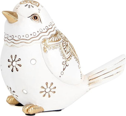Bird Statue for Home Decor Accents Boho White Bird Figurines for Shelf Living Room Bedroom Centerpiece Table, Decorative Birds Sculpture, Animal Decor Gifts for Bird Lovers, Women