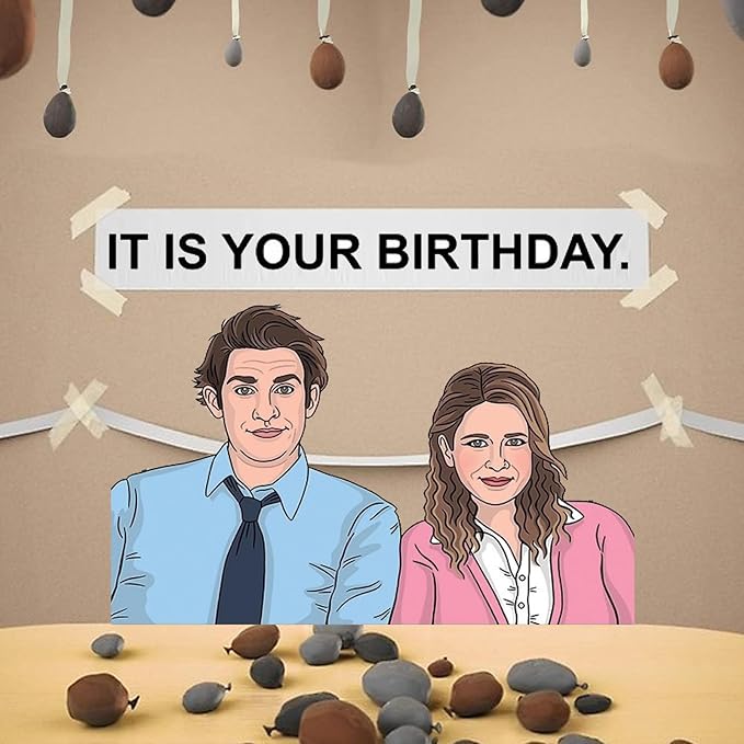 It is Your Birthday Banner, The Office Dwight Theme Husband Boyfriend Office Birthday Party Decorations, Brown Black Grey Balloons White Crepe Streamers and Tape, Office Parties, Retirement 49Pcs