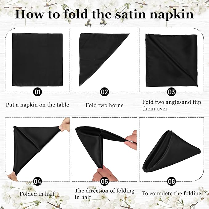 Bailarina 80 Pack Black Satin Napkins,17x17 Inches Wedding Napkins Square Soft Silky Table Napkins Bulk Decorative Elegant Cloth Napkin for Party Decoration, Banquet,Wedding,Graduation