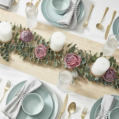 Silver Napkin Rings Sets of 12, Metal Napkin Holders Thanksgiving Fall Christmas Party Table Decorations Birthday Wedding Holiday Dinning Table Decor Gifts Idea for Home Host Family Gatherings
