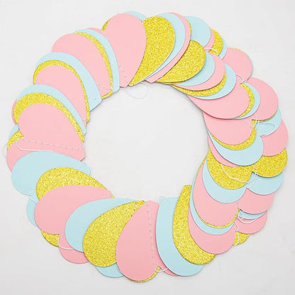 Blue Pink Gold Party-Decorations Gender-Reveal - 52Ft Paper Heart Streamers Garland Banner Hanging Decor Birthday Ideas Event Party Supplies