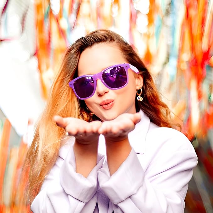 Fsmiling Purple Sunglasses Bulk Adult Party Sunglasses 80s Glasses Shades for Men Women Mardi Gras-30Pack,UV Protection