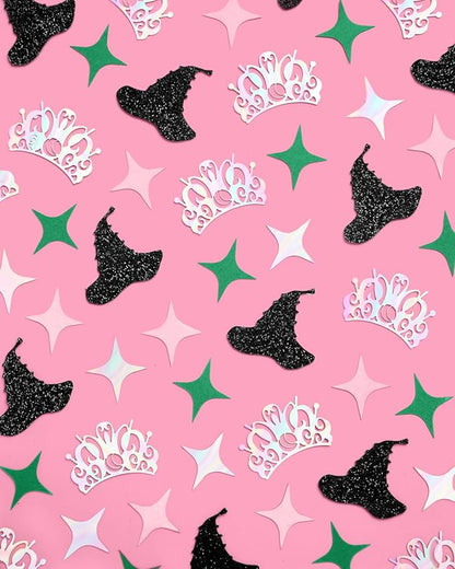 xo, Fetti Pink + Green Witch Confetti, Glitter + Iridescent Foil - 200 pc | Kids Wizard Party Decorations, Girls Birthday Table Decor, Popular Supplies, Bachelorette Tablescape