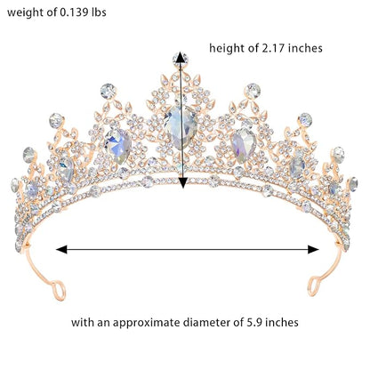 Princess Tiara and Crown for Women Wedding Tiaras for Bridal girls Tiaras and Crystal Crowns Rhinestone Headband Metal Hair Accessories for Costume Birthday Party Prom