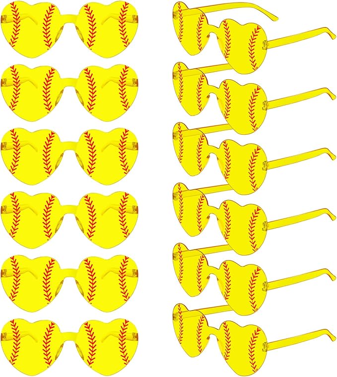 Pibupibu 12/24 Pack Volleyball Softball Football Soccer Gifts for Team Coach Heart Sunglasses Bulk Sports Party Favor Glasses