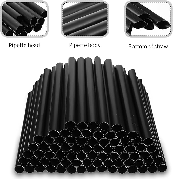 400 Pcs Black Boba Straws Jumbo Smoothie Straws,Individually Wrapped Disposable Plastic Large Wide-mouthed Milkshake Drinking Straws(0.43" Wide X 9.06" Long)