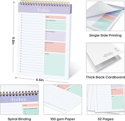Taja 6 Pack of To Do List Notepad - To Do List Notebook for Work with 52 Sheets, 9.8" x 6.5", Undated Daily Planner Perfect for Daily Tasks and Goal Setting, Notepad Suitable for Office, Home & School - Violet Dream