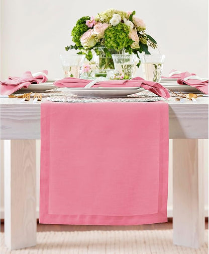 Solino Home Linen Table Runner 90 Inches Long - 100% Pure Linen Pink Carnation Table Runner 14 x 90 Inch - Fete