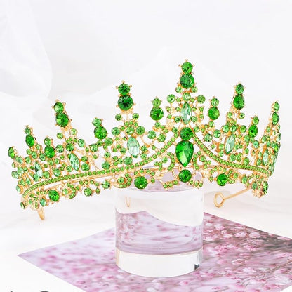 TOBATOBA Light Green Tiaras and Crowns for Women, Rhinestone Princess Tiara, Crystal Crown Royal Queen Crown for Women, Quinceanera Headpieces for Birthday Prom Pageant Halloween