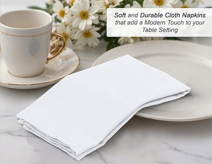 Zoyer Cloth Napkins Set of 12, 18x18 Inches Cotton Enrich Napkins Cloth ‎Washable, Soft & Durable Dinner Napkins for Parties, Wedding, Christmas, ‎Thanksgiving & Everyday Use - White