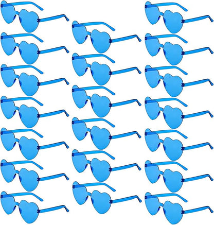 20 Pairs Heart Shaped Sunglasses Bulk, Colorful Rimless Fun Heart Sunglasses for Women Party Favors