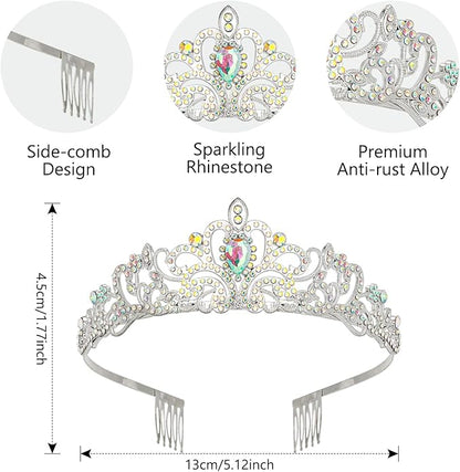6 Pack Crystal Tiara and Princess Crown,Silver Rhinestone Tiaras with Comb Crown,Bridal Wedding Queen Headbands Prom Birthday Party Halloween Hair Accessories Jewelry Gifts for Women Girls