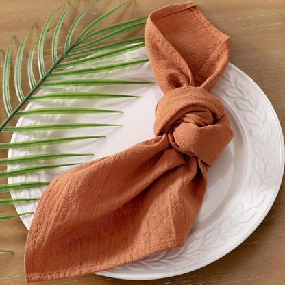 Socomi Cloth Napkins Terracotta Fall Burnt Orange Thanksgiving Washable Reusable Bulk Linen Cotton Napkins Set of 4 17"x17" for Wedding Party Bridal Baby Shower Birthday Dining Table Decorations