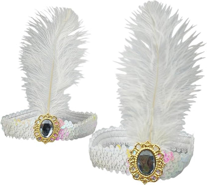 Feather Headpiece Sequins Headbands 1920s Flapper Showgirl Headpieces for Women Girls Carnival Party Accessories