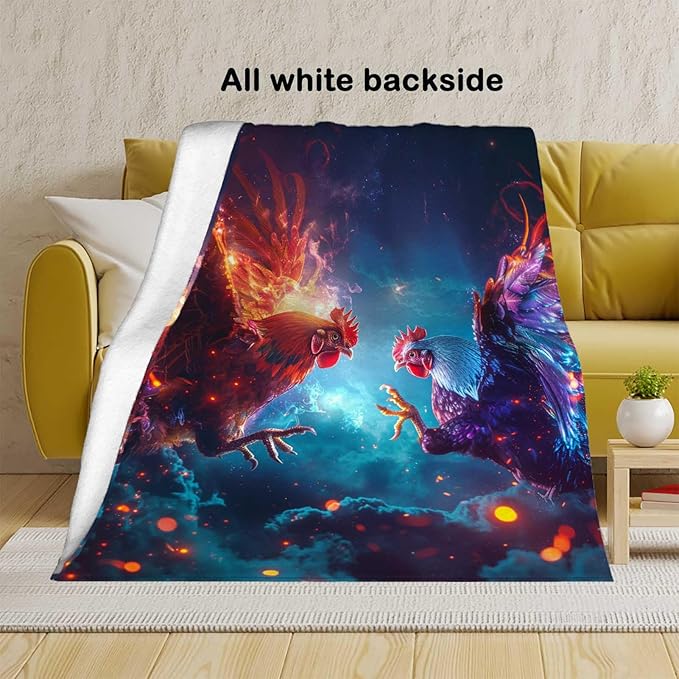 Firmiso Chicken Blanket for Women and Men, Rooster Home Decor for Living and Bed Room, Soft Lightweight Fleece Gift for Adults, 60×80 Inches