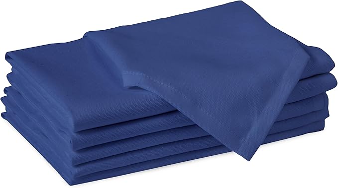 Encasa XO Cobalt Blue Cloth Napkins Set of 6, 17"x17" | Solid Color Cotton Dinner Napkins | Washable & Reusable Napkins for Dining Table Fall Decoration, Holiday & Christmas Festivals