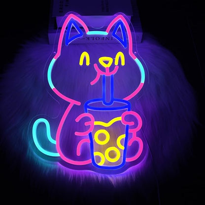 Soda Cat Neon Sign Girl Room Decor Led Neon Lights Signs for Wall Decor USB Powered Led for Room Decoration