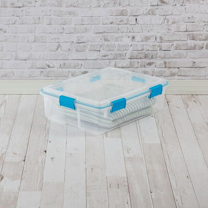 Sterilite 16-Pack Gasket Box, Weather-Resistant Storage Bins with Latching Lids, 37 Quart - Heavy-Duty Organizing Containers for Closet, Bathroom, and Office