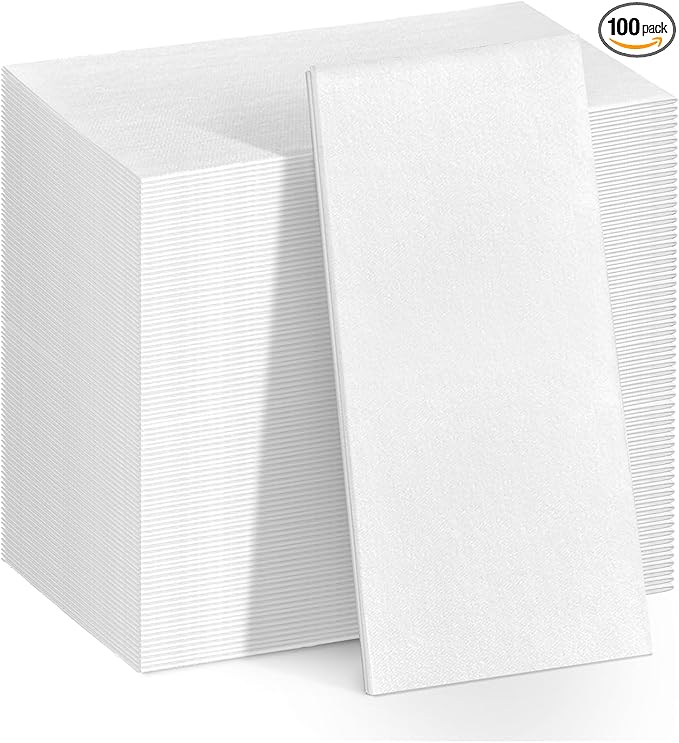 100 Pack Disposable Linen Feel Guest Towels Disposable Bathroom Napkins Cloth-Like Hand Tissue Paper for Bathroom Party Powder Room Hotel Fancy Restaurant